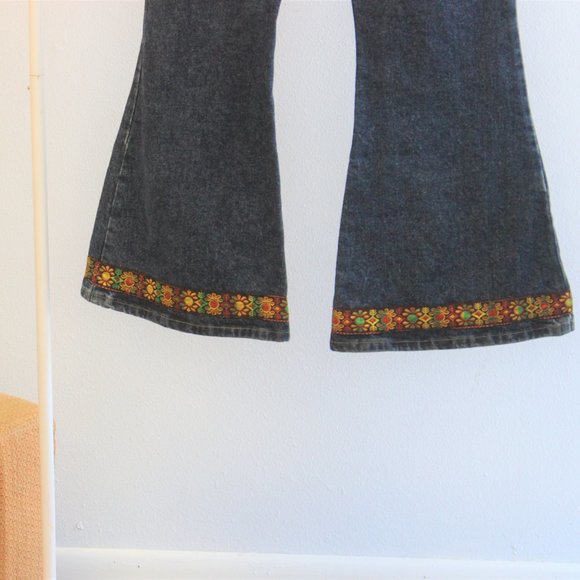90s Y2K Embroidered Trim Flare Jeans | Sz 11 | - Picture 4 of 6
